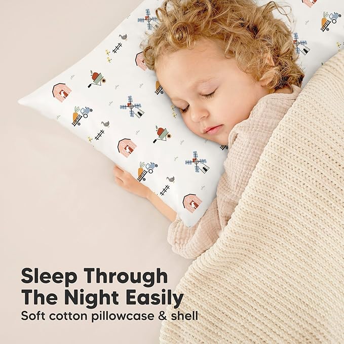 Toddler Pillow with Pillowcase - 13x18 My Little Dreamy Pillow, Organic Cotton Toddler Pillows for Sleeping, Kids Pillow, Travel Pillows, Mini Pillow, Nursery Pillow, Toddler Bed Pillow (Patrol)