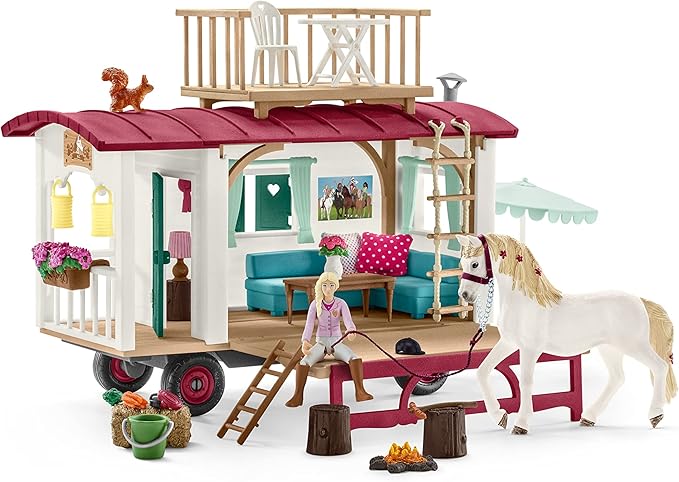 Schleich Horse Club 95-Piece Horse Set for Girls and Boys Ages, Camper for Secret Club Meetings Playset with Doll and Horse Toys