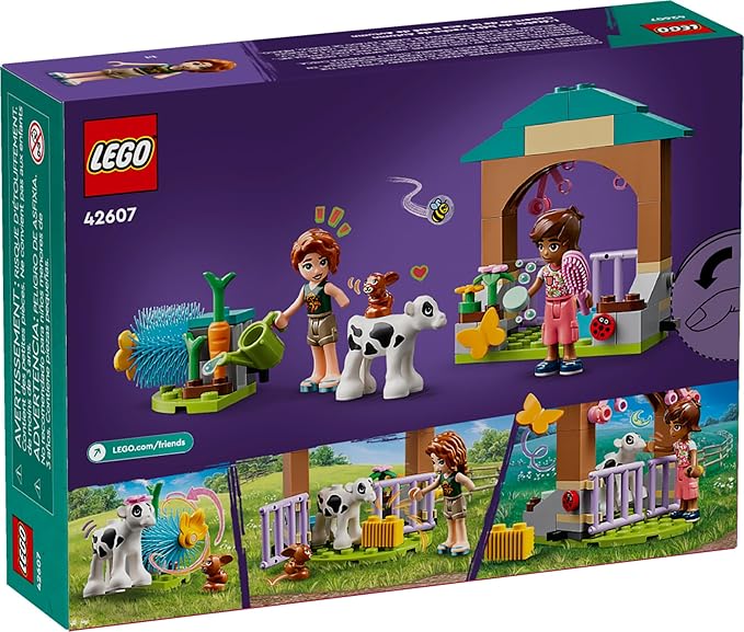 LEGO Friends Autumn’s Baby Cow Shed Farm Animal Toy Playset with 2 Mini-Dolls, Calf and Bunny Figures, Gift for Girls and Boys Ages 5 Years Old and Up, 42607