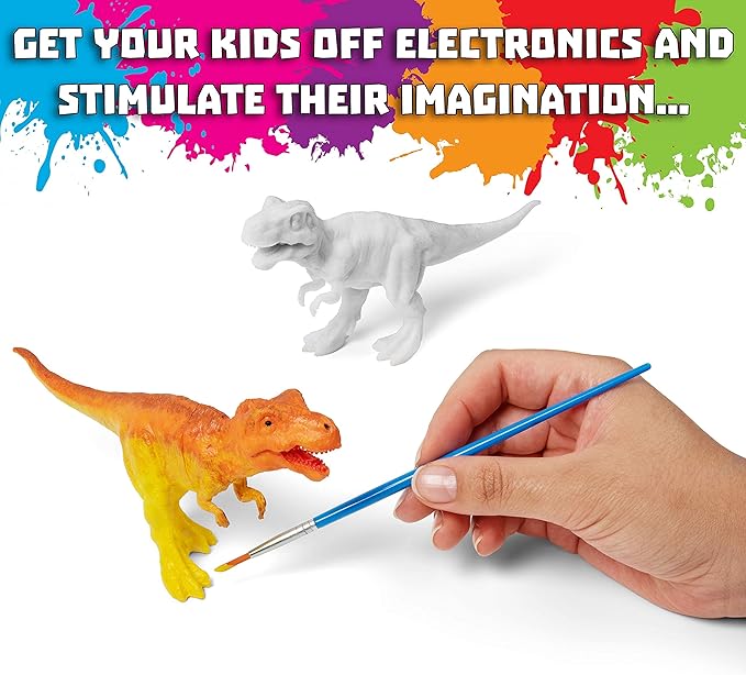 STEM.org Dinosaur Painting Kit for Kids with Dino Trivia-Dinosaur Crafts for Kids Ages 3-5 + w/ 2T-Rex Dinosaur Set - Screen Free, Educational Dinosaur Gifts for Boys, Dino Art Projects for Kids 4-6