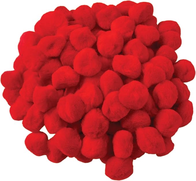 Creativity Street Pom Pons 100-Piece x 1 Inch, Red