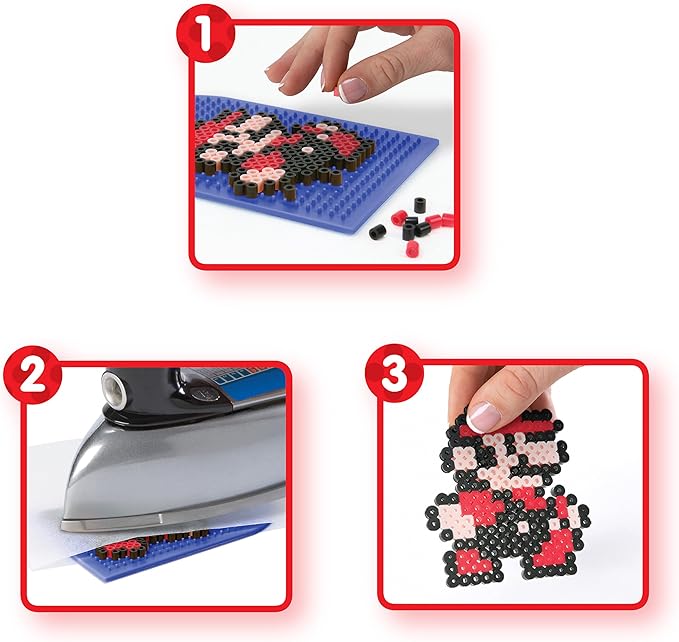 Perler 80-57090 Nintendo Super Mario Fused Bead Deluxe Box Kit, 8 Unique Patterns, Multicolor, 4385 Pieces