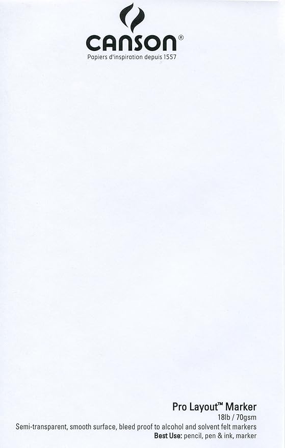 Canson Artist Series Pro Layout Marker Paper, Foldover Pad, 11x14 inches, 50 Sheets (18lb/70g) - Artist Paper for Adults and Students