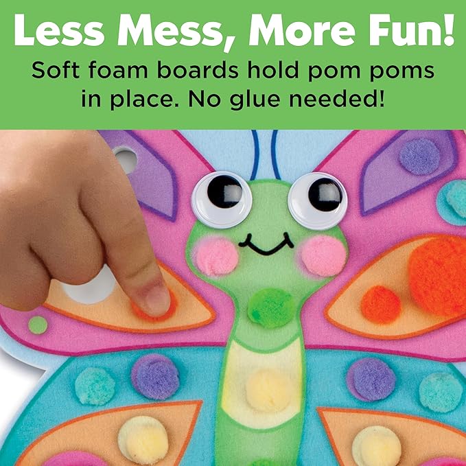 Creativity for Kids Pom Pom Pictures: Garden - Butterfly and Flower - Toddler Crafts, Sensory Toys Age 3-4+, Small