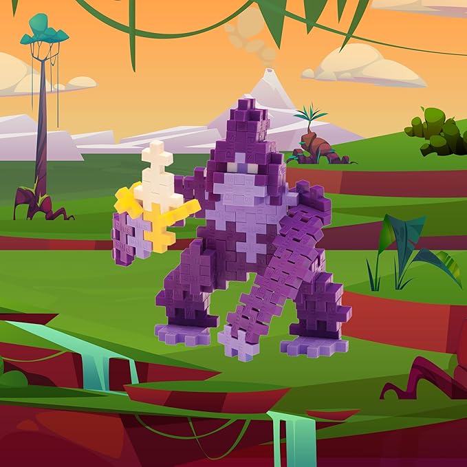 PLUS PLUS 3D Animal Figure Building Block Set, 70 Mini Interlocking Puzzle Pieces, Fun Stem Toys for Kids - Gorilla Maker Tube