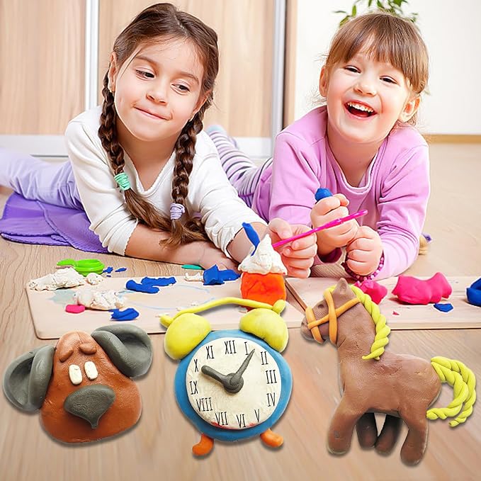 Air Dry Clay Kit 24 Colors,Modeling Clay with 3 Sculpting Tools,Air Dry Ultra Light Clay,DIY Molding Magic Foam Clay Gift for Kids Girls Boys Art Crafts Christmas Birthday Gifts(24 Colors)
