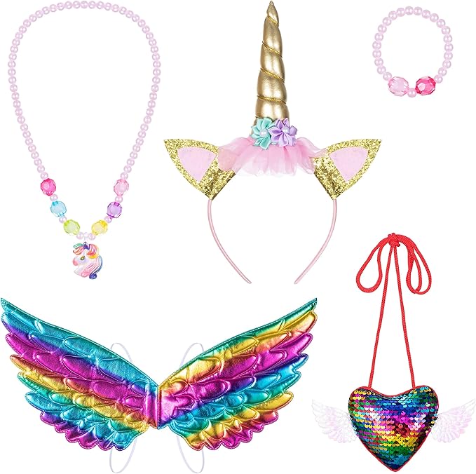 Sequin Unicorn Costume Tutu for Girls Halloween Birthday Party Dress Up with Accessories 2-9 Years