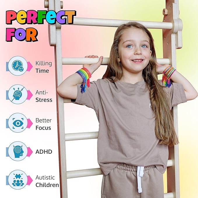 UpBrands 96 Bubbles Party Favors For Kids, Upgraded Fidget Pop-it Zipper Bracelets, Stress Relief and ADHD Fidget Toys For Kids, Kit For Goodie Bag