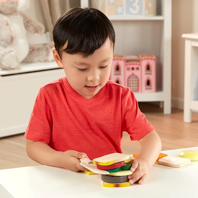 Melissa & Doug Wooden Sandwich-Making Pretend Play Food Set