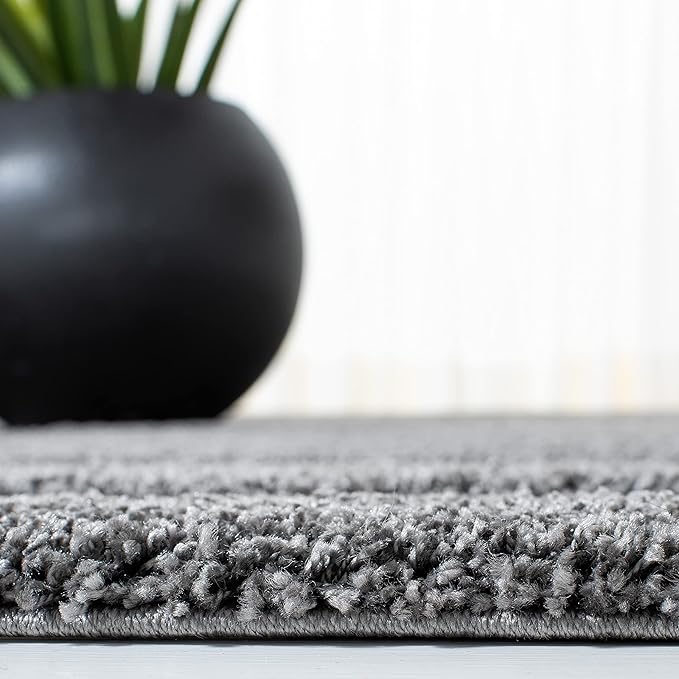 SAFAVIEH Florida Shag Collection Area Rug - 9'6" x 13', Grey & Grey, Border Design, Non-Shedding & Easy Care, 1.2-inch Thick Ideal for High Traffic Areas in Living Room, Bedroom (SG454-8080)
