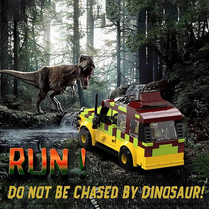 Tenhorses Jurassic Car Building Set, Dinosaur World Off-Road Vehicle Jurassic Movie Brick Toys (309 Pcs), Creative Gifts for Boy or Girs Kids Age 6+.