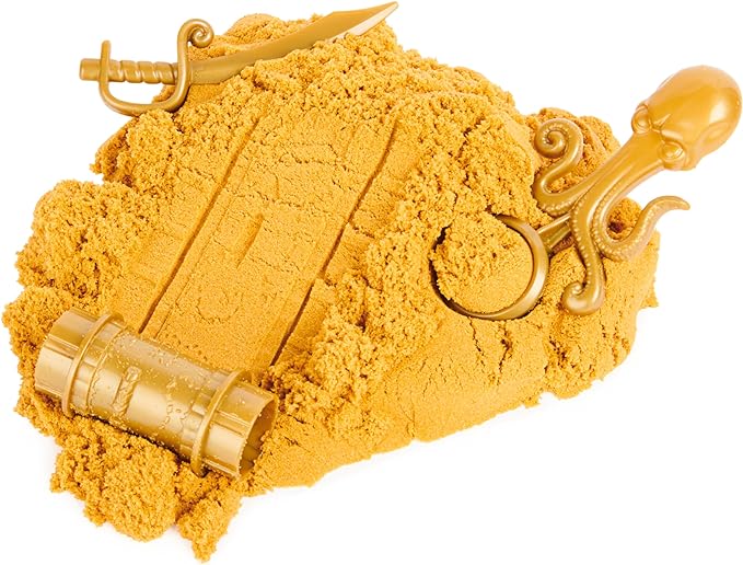 Kinetic Sand, Treasure Hunt with 14 Surprise Reveals & 1.62lbs Rare Shimmer Gold Play Sand, Sensory Toys for Kids Ages 3 and up