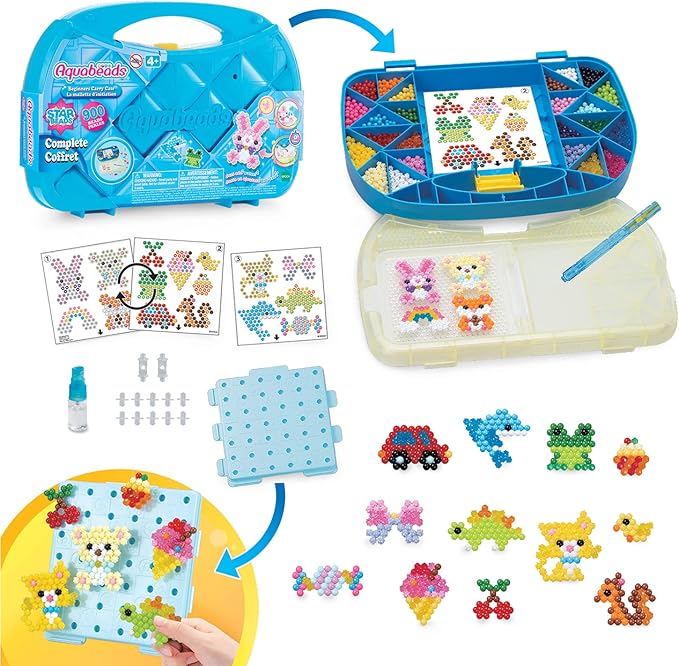 Aquabeads Beginners Carry Case - Fun and Creative Arts & Crafts Bead Kit for Kids Ages 4 and Up - Includes Over 900 Beads