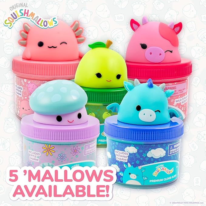 Original Squishmallows Pyle The Mushroom Premium Scented Slime, 8 oz. Fluffy Slime, Grape Scented, 3 Fun Slime Add Ins, Pre-Made Slime for Kids, Great 6 Year Old Toys, Super Soft Sludge Toy