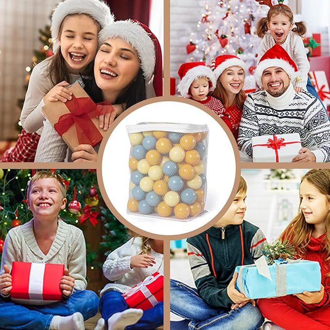 GOGOSO Ball Pit Balls - Plastic Balls for Ball Pit for Toddlers Kids Gifts Sensory Therapy Sessions,100pcs 2.15inch Blue+Yellow+Beige