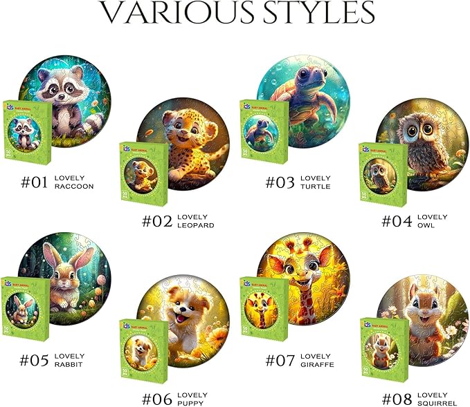 Wooden Jigsaw Puzzles for Kids Ages 4-6, 50 Piece Unique Shape Animal Theme Puzzle - Preschool Learning Educational Toys for Kids 3+, Valentines Day Easter Gifts for Kids Girls Boys (Squirrel)