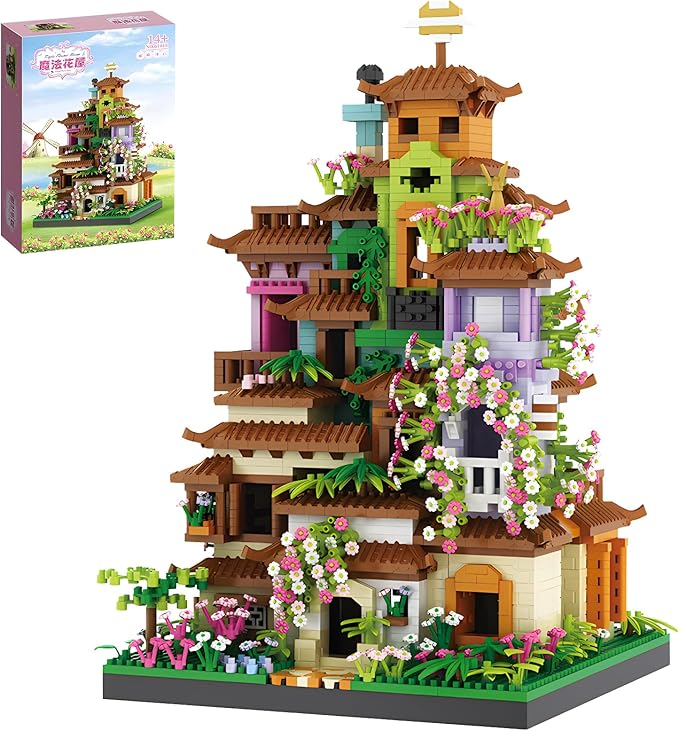 Cherry Blossom Tree House Micro Mini Building Block Sets for Adult,Flowers Treehouse Modell Villa Kit for Woman Kids（3350 Pieces）