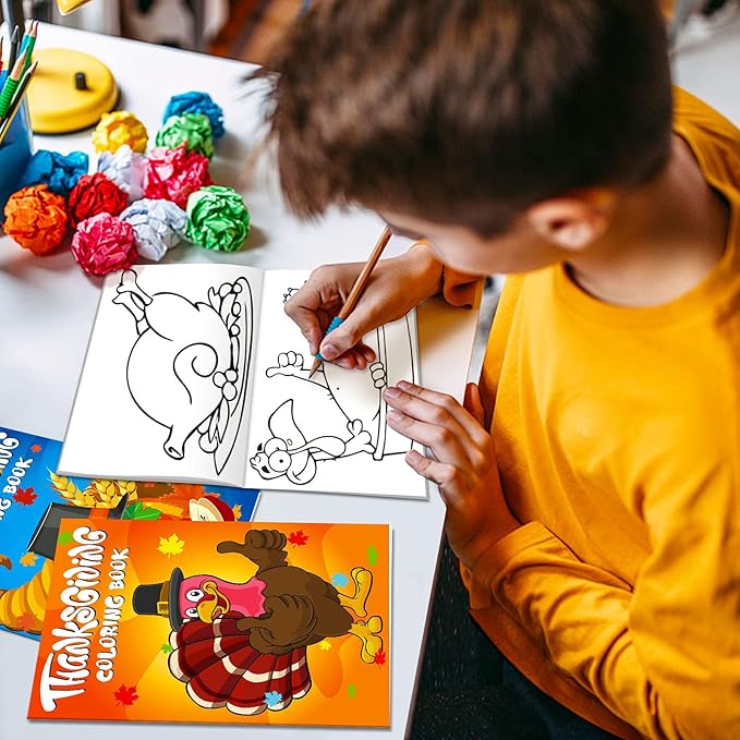 Omgouue 36Pcs Thanksgiving Coloring Books Kids Cute Thanksgiving Coloring Book for Kids All Ages Indoor Activities at Home Party Favors Gift Supplies