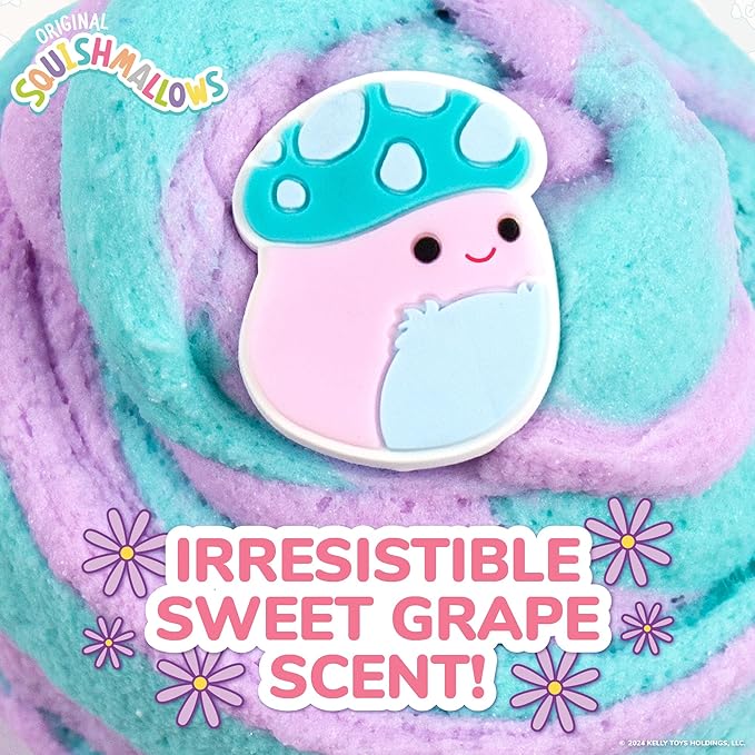 Original Squishmallows Pyle The Mushroom Premium Scented Slime, 8 oz. Fluffy Slime, Grape Scented, 3 Fun Slime Add Ins, Pre-Made Slime for Kids, Great 6 Year Old Toys, Super Soft Sludge Toy