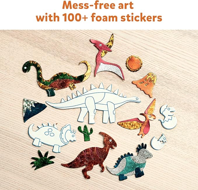 Skillmatics Art & Craft Activity - Foil Fun Dinosaurs, No Mess Art for Kids, Craft Kits & Supplies, DIY Creative Activity, Gifts for Boys & Girls Ages 4, 5, 6, 7, 8, 9, Travel Toys