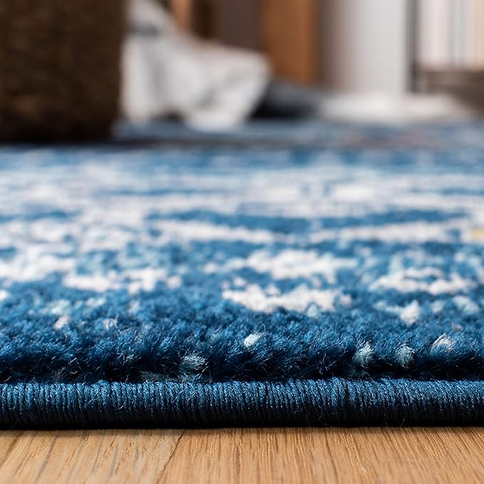 SAFAVIEH Amsterdam Collection Runner Rug - 2'3" x 12', Navy & Turquoise, Moroccan Boho Design, Non-Shedding & Easy Care, Ideal for High Traffic Areas in Living Room, Bedroom (AMS108M)