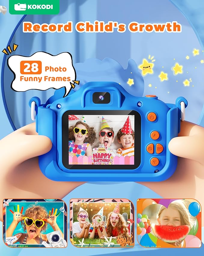 KOKODI Kids Camera Toy Digital Camera for Kids, Dinosaurs Birthday Gifts for Boys Age 3-12, 1080P HD Video Camera for Toddler, Children Toys for 3 4 5 6 7 8 9 Year Old Boys with 32GB SD Card