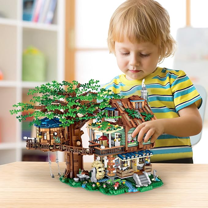 Idea Tree House Bricks Model Toys Set, Forest House Building Blocks Street View Sets, for Adults Ages 14+ Tree House Display 4761 PCS（Not Compatible with Lego Set ）