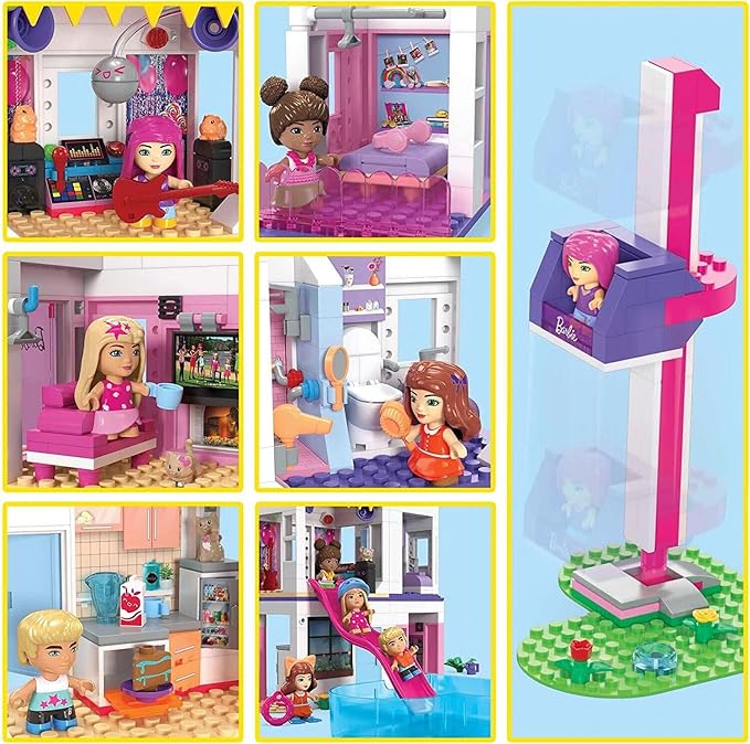 Mega Barbie Color Reveal Building Toys Set, DreamHouse with 545 Pieces, 5 Micro-Dolls, 6 Pets and Accessories, 30 + Surprises, Kids Ages 6+ Years