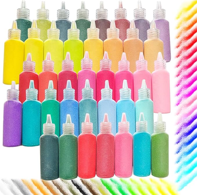 Jdhhjgg 40Colors Art Sand,DIY Arts and Crafts Kit,Scenic Sand Kits for Kid's Painting,DIY Drawing,Wedding Decoration,Vase Glass Sand,Halloween Day Supplies,Party Favors Gifts,1.25oz Bottle