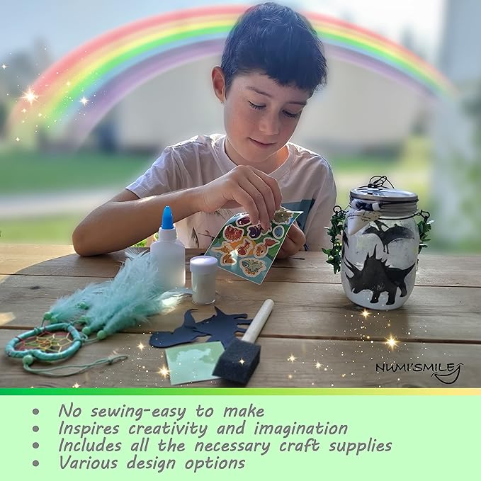 Dinosaur Lantern Nightlight Craft Kit, DIY Kits for Kids Crafts for Boys & Girls,Dinosaur Gifts for Boys Ages 3 4 5 6 7 8-12 Years and Up, Best Dinosaur Toy Birthday Art Set & Top