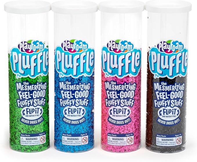 Educational Insights Playfoam Pluffle for Sensory Bins 4-Pack, Green, Blue, Pink & Black