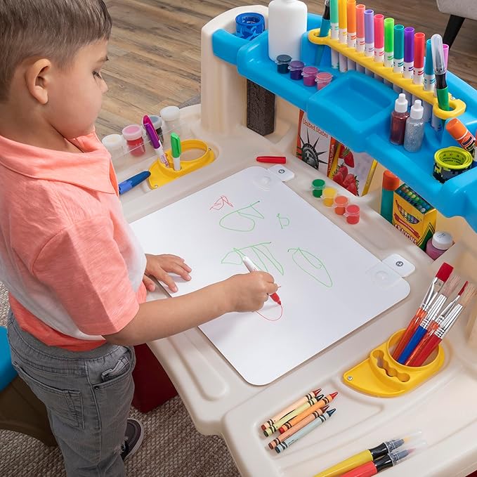 Step2 Deluxe Art Master Kids Desk, Toddler Activity Table and Chair, Craft Table with Storage, Ages 3+ Years Old