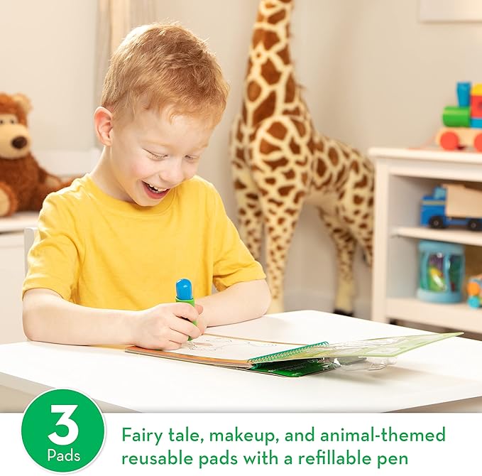 Melissa & Doug On the Go Water Wow! Reusable Water-Reveal Activity Pads, 3-pk, Makeup, Fairy Tales, Animals - Travel Toys, Party Favors, Stocking Stuffers, Mess Free Coloring Books For Kids Ages 3+