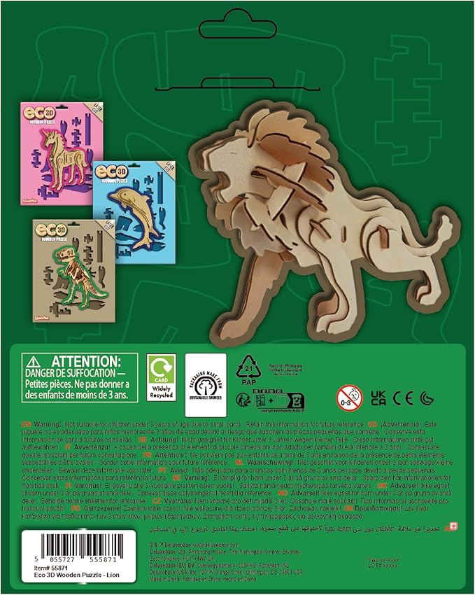 Eco 3D Wooden Puzzle Triceratops from Deluxebase. Animal Themed DIY 3D Puzzle Craft Kit. Sustainable Wood Dinosaur Animal Toys.Perfect Model Building Kits for Educational Toys and Kids Party Favors