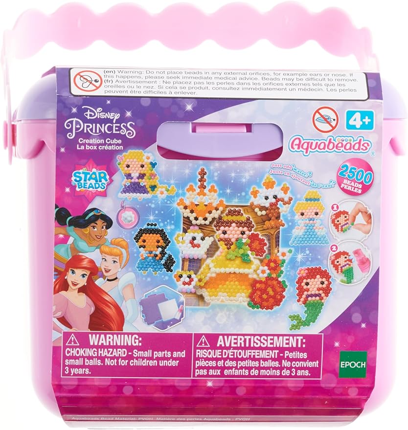 Aquabeads Disney Princess Creation Cube, Complete Arts & Crafts Bead Kit for Children - Over 2,500 Beads & Display Stand The Create Belle, Ariel, Tiana, Rapunzel and More