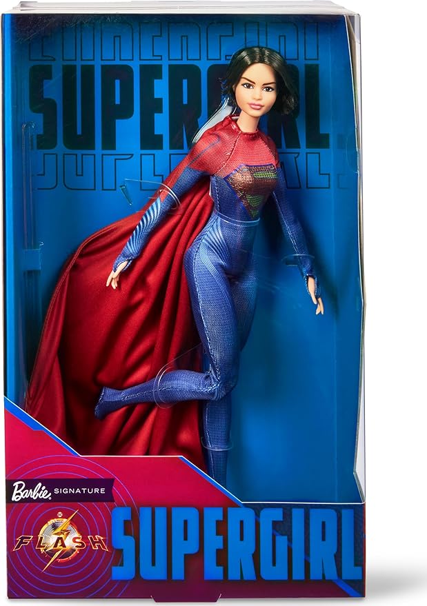 Barbie Supergirl Collectible Fashion Doll from The Flash Movie Wearing Red & Blue Suit with Cape, Display Stand Included (Amazon Exclusive)