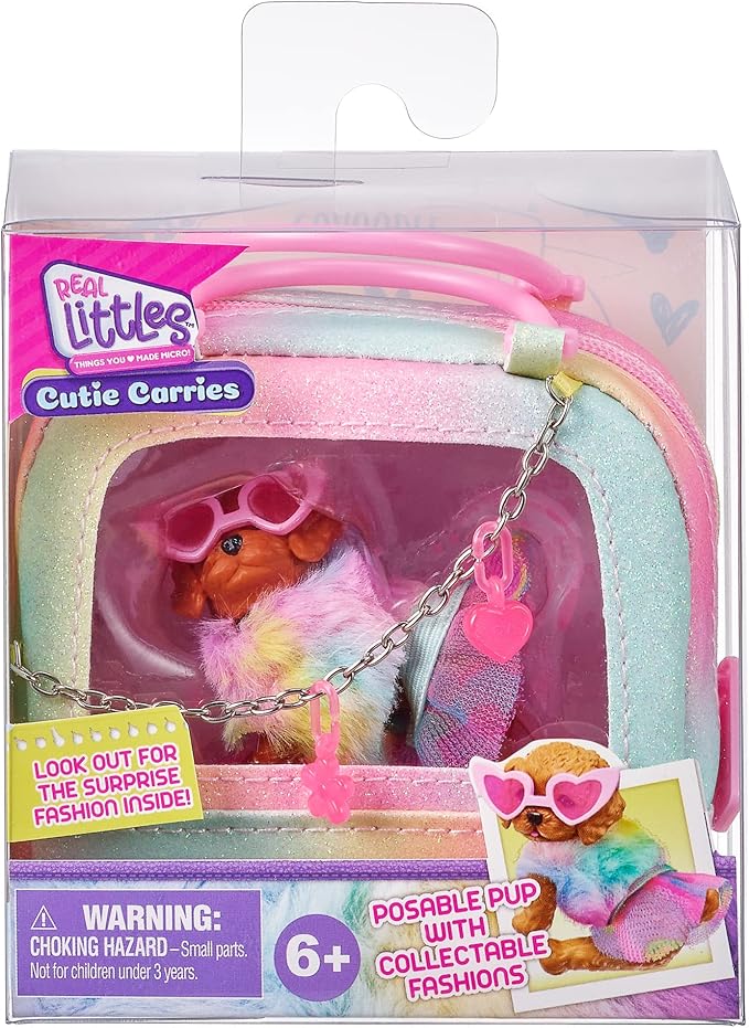 REAL LITTLES - Collectible Micro Puppy Carrier with 1 Micro Puppy and 5 Micro Working Surprises Inside! Styles May Vary