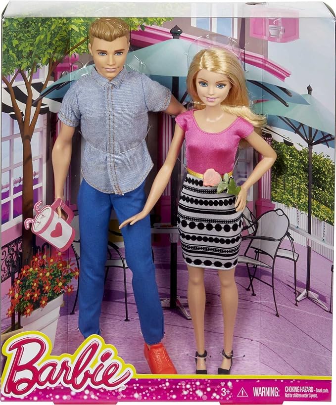 Barbie & Ken Doll Set, 2-Pack of Fashion Dolls Featuring Removable Clothes Including Denim Button Down & Pink Blouse (Amazon Exclusive)