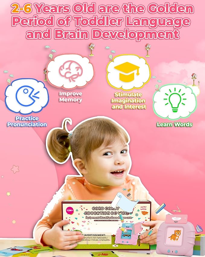 KOKODI Talking Flash Cards for Toddler Girls Toys Age 2-5, Speech Therapy Toys 224 Sight Words Speech Therapy Toys Learning Alphabet Educational Christmas Birthday Gifts for Boys Girls