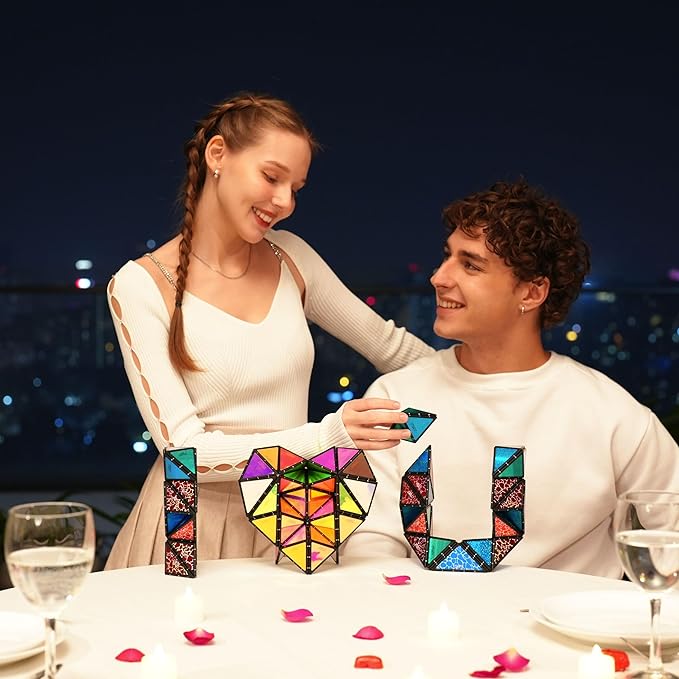 TOSY Magnet Pyramid Stone - 1 Cube Transforms into 1 Billion Shapes, 243 Rare Earth Magnets, Holographic Design, Spinner Accessory, Fidget/Puzzle/Sensory/STEAM Toy, Gift for Valentine Easter Birthday