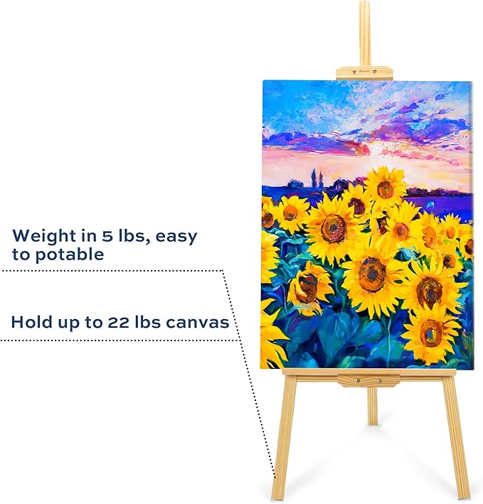 Wooden Painting Easel, Adjustable Stand Easel for Canvas Wedding Signs, Holds up to 48", Art Easel for Adults Artist Beginners Students