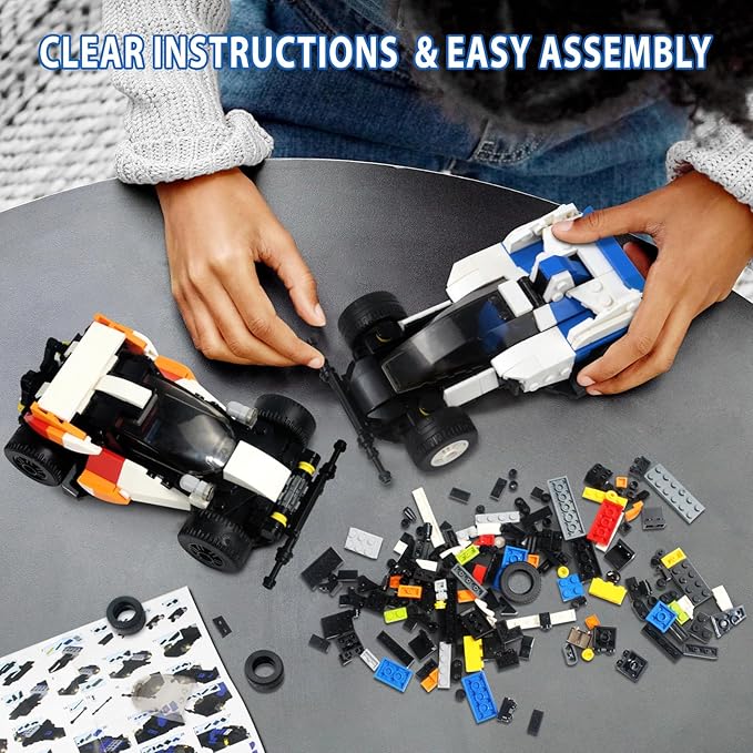 ZYLEGEN Sports Car MOC Building Block,Speed Champions Racing Cars Blocks Building Sets Toys, Technique Cyber Buggy Vehicle DIY Building Bricks for Kids and Adults,Birthday, Christmas Day Gift(Blue)