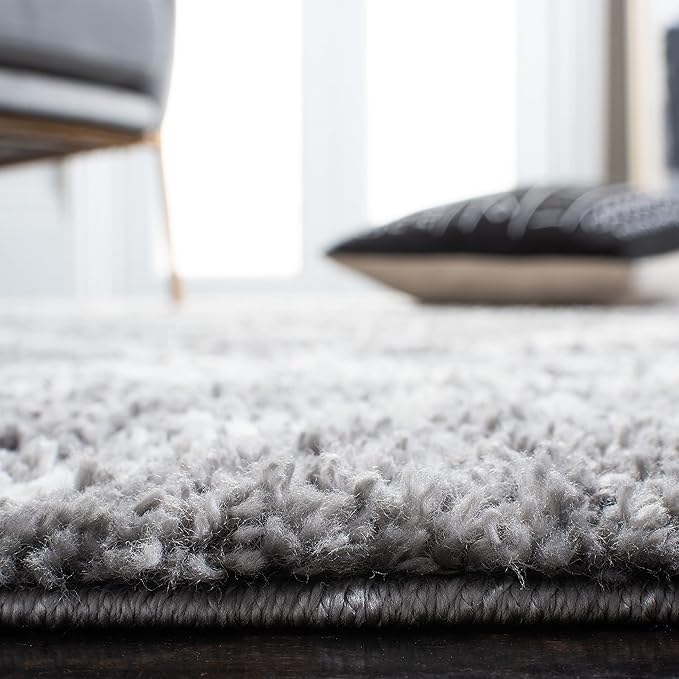 SAFAVIEH Berber Shag Collection Runner Rug - 2'3" x 6', Light Grey & Cream, Moroccan Design, Non-Shedding & Easy Care, 1.2-inch Thick Ideal for High Traffic Areas in Living Room, Bedroom (BER165B)