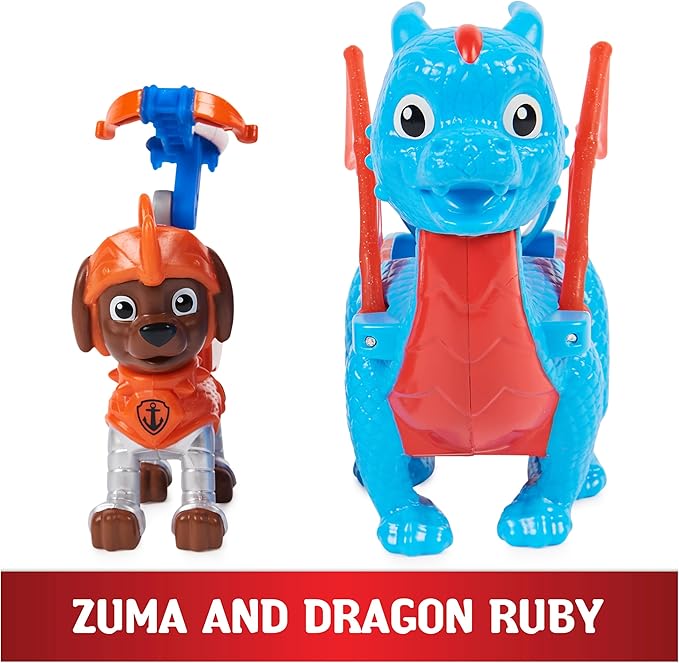 Paw Patrol, Rescue Knights Zuma and Dragon Ruby Action Figures Set, Kids Toys for Ages 3 and up