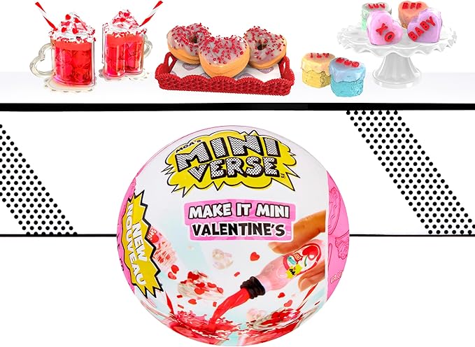 MGA's Miniverse Make It Mini Valentine's (3 Pack) Mini Collectibles, Mystery Blind Packaging, Valentine's Day, Seasonal, Sweetheart, DIY, Crafts, Resin Play, Replica Food, NOT Edible, Collectors, 8+