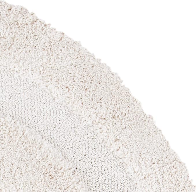 SAFAVIEH Florida Shag Collection Area Rug - 6'7" Round, Creme & Creme, Border Design, Non-Shedding & Easy Care, 1.2-inch Thick Ideal for High Traffic Areas in Living Room, Bedroom (SG454-1111)