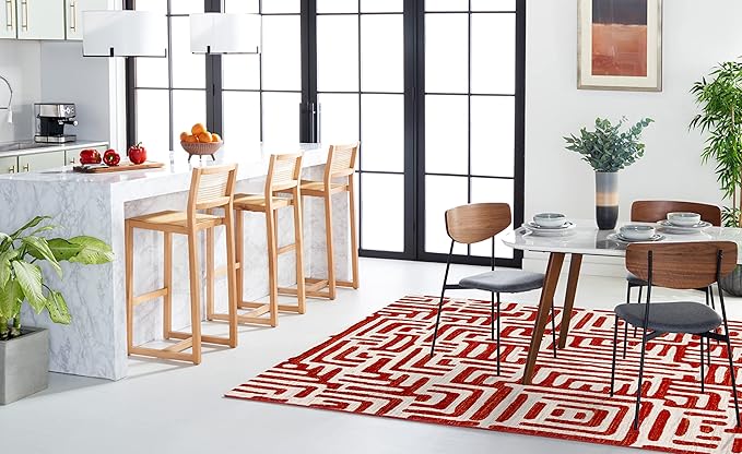 SAFAVIEH Amsterdam Collection Area Rug - 8' x 10', Ivory & Terracotta, Modern Abstract Design, Non-Shedding & Easy Care, Ideal for High Traffic Areas in Living Room, Bedroom (AMS106B)