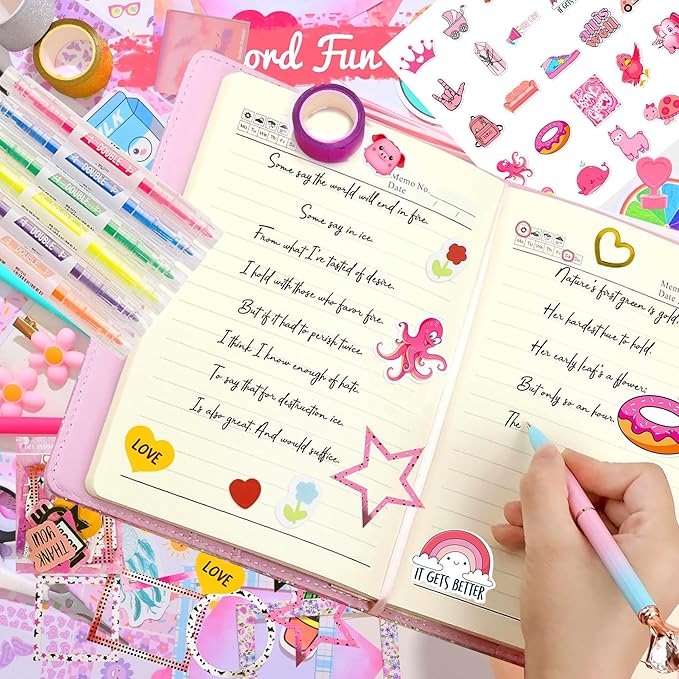 DIY Journal Kit for Girls,Diary for Girls with Lock,DIY Journal Set for Tween & Teen Girls, Stationery Set, Diary Supplies Set, Journaling Art Crafts Kit, Ideal Gifts for Girl