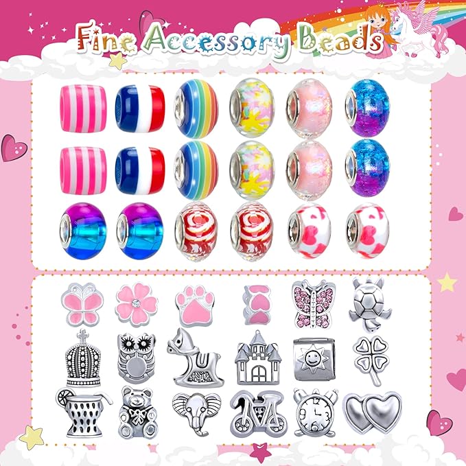 SUZUTOY Bracelet Making Kit for Girls, Unicorns Gifts for Girls, Arts and Crafts for Kids Ages 4 5 6 7 8 9 10 11, Gifts Toys for 4-12 Year Old Girl, Beads for Bracelet Making, Jewelry Making Supplie