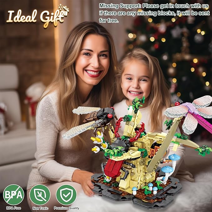 Toy Building Set, The Insect Flowers Collection 6 in 1 Model Kit Bricks Set, Creative Insects Building Block Sets, Hobbies Christmas Birthday Gift for Nature Lovers Adult Kids Boys Girls 8+